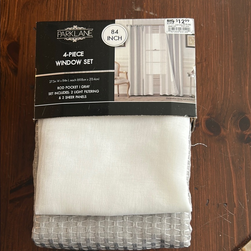 Park Lane Gray and White 4-Piece Window Set